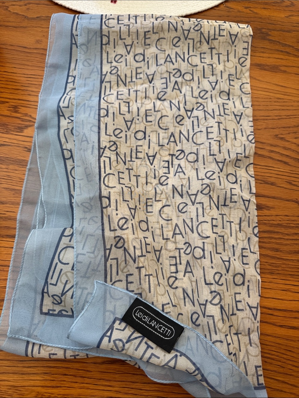 NWOT Light Blue Logo Print Women's Scarf